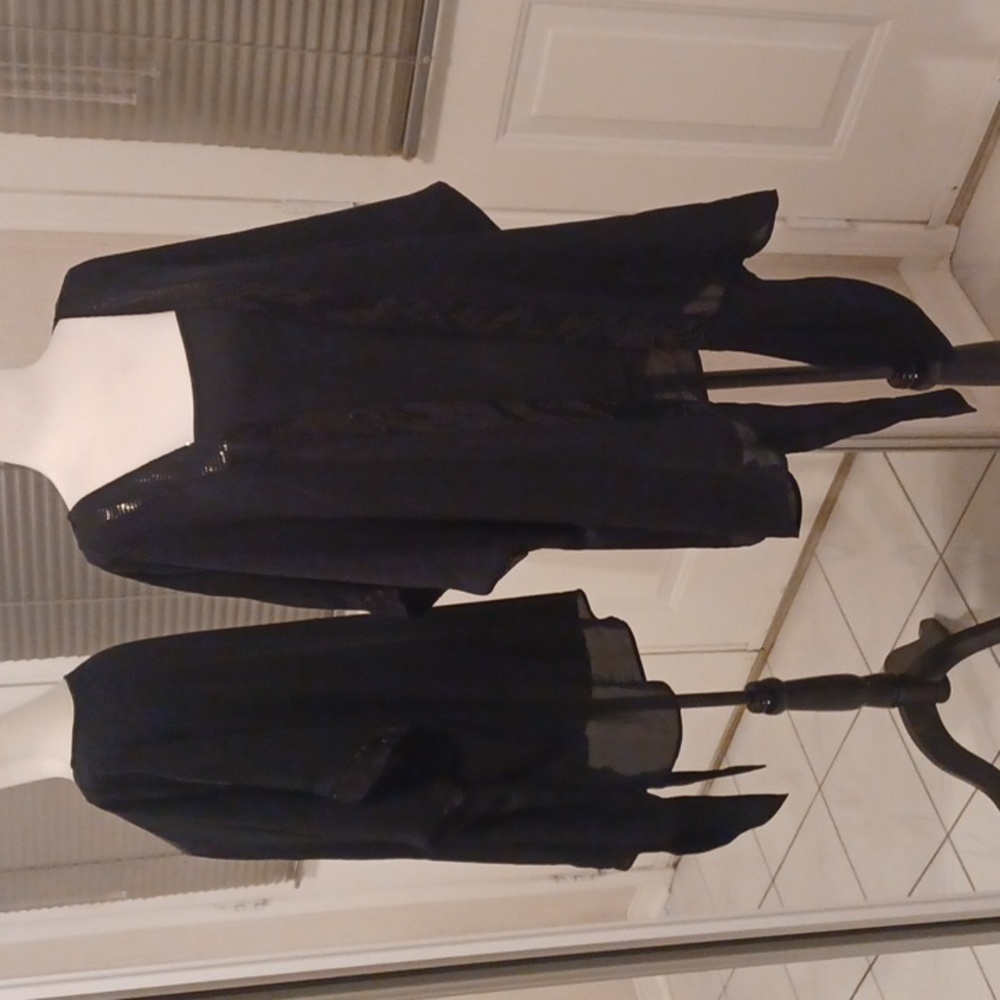 4/$40 Black & Sheer Sequined Tank & Blazer Combo Top - Size 3X